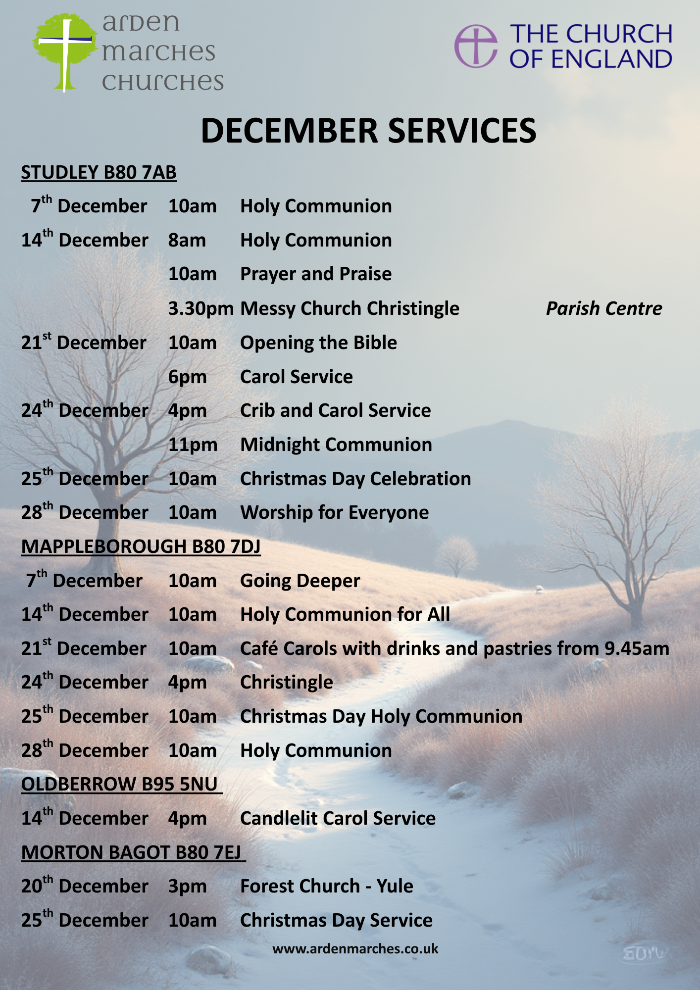 12 December All services